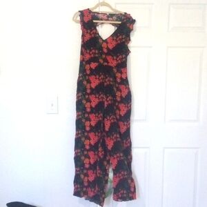 Plenty by Tracy Reese black and red floral jumpsuit